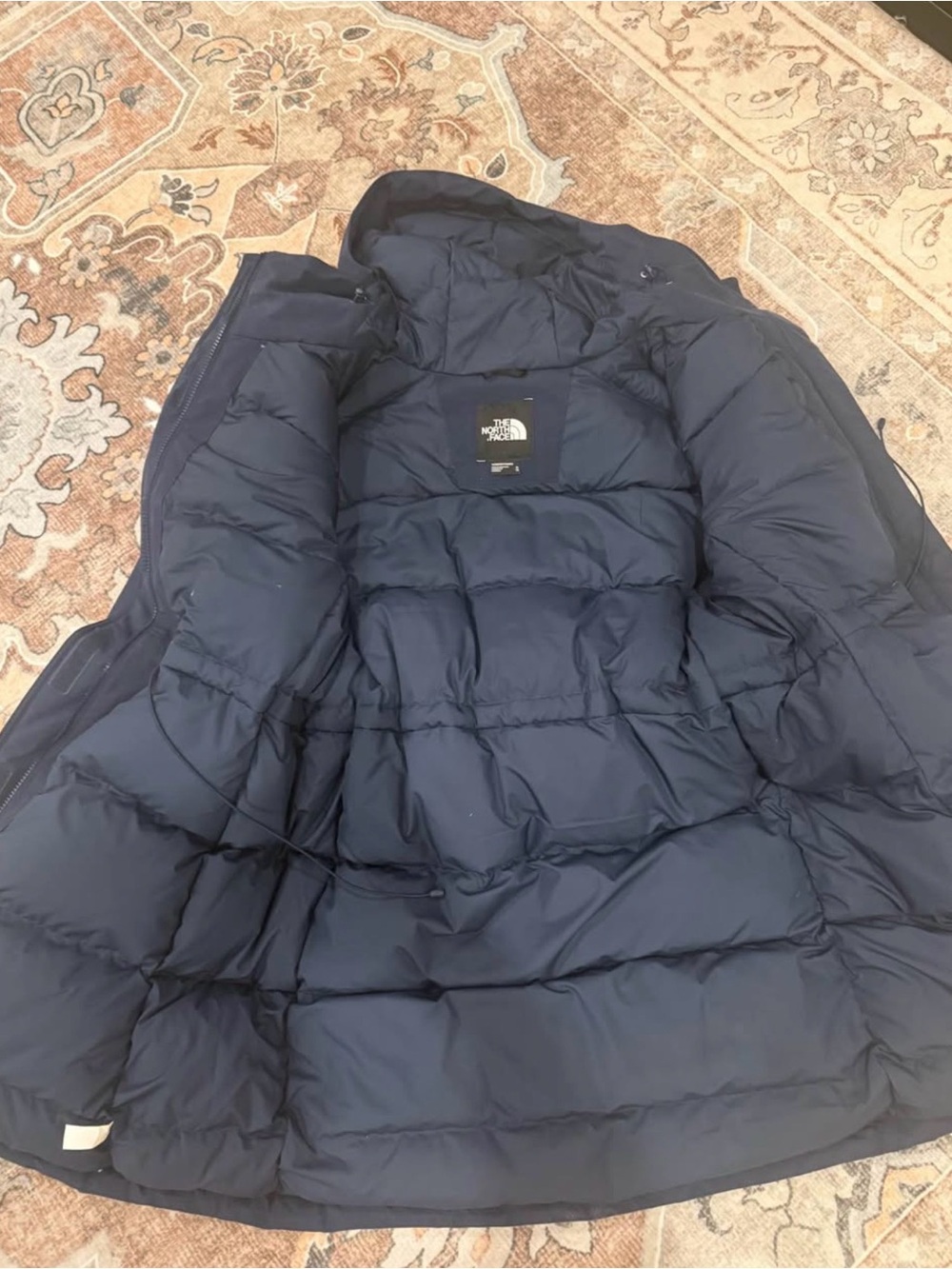 The North Face Women's Navy Hooded Puffer Coat - Picture 3 of 3